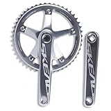 HWEVDHJ Fixed Gear Bike Crankset 165mm Bike Cranksets 48T 49T 144BCD Lightweight Aluminium Alloy Single Speed Round Chainring Square Taper Crankset(Silver,48T)