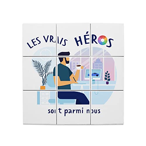 Carreaux céramique décoratifs 20x20 cm Les Vrais Héros lot de 9