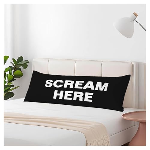 Wsenltvy Scream Here Funny Quote Body Pillow Cover