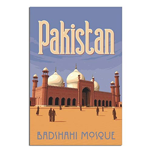 ASDAF Pakistan Vintage Travel Posters Badshahi Mosque Canvas Art Poster Picture Modern Gift Wall Decor Painting Posters Office Family Bedroom Decorative Posters