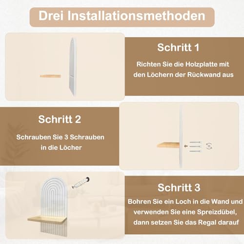 Accmuzzy 2er Set Wandregal Holz Boho Wanddeko Pflanzregal Klein für Wohnzimmer, Schlafzimmer, Kinderzimmer, Flur | Wanddeko Wohnzimmer & Schlafzimmer Deko,18x12x35CM