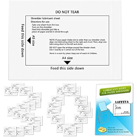 laffeya Shredder Lubricant Sheets, Paper Shredder Sharpening, Paper Shredders Lubricating Sheets, Shredder Cleaning Sheets (30 Pack) Cover