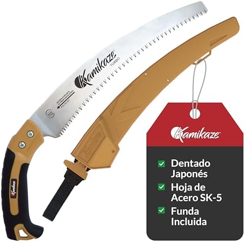 KAMIKAZE Serrucho de Poda Curvo W-330H con Mango de Madera y Hoja...