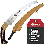 KAMIKAZE Serrucho de Poda Curvo W-330H con Mango de Madera y Hoja Curva de 330mm. Sierra para Madera con Hoja de Acero SK-4 Rico en Carbono de Alta Durabilidad (Mango Ergonómico)