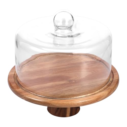 Wood Cake Stand, Large Capacity Versatile Wood Dessert Table Display, Cake Stand with Dome Lid, Easy to Clean Cakes Plate Display Server Tray, for Party