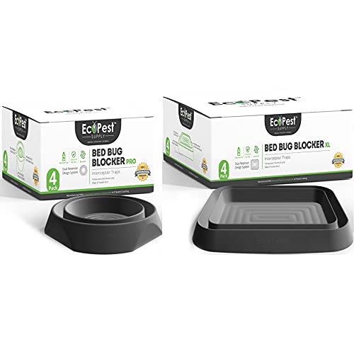 Bed Bug Interceptors - Combo Pack (Black) | Bed Bug Blocker (Pro) And Bed Bug Blocker (Xl) Interceptor Traps - Packs Of 4 | Monitor, Detector, And Trap For Bed Bugs #TOP13