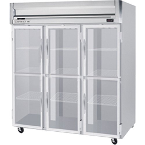 Beverage-Air HFPS3-5HG Horizon Series Three Section Glass Half Door Reach-In Freezer 74 cu.ft. Capacity Stainless Steel Exterior and