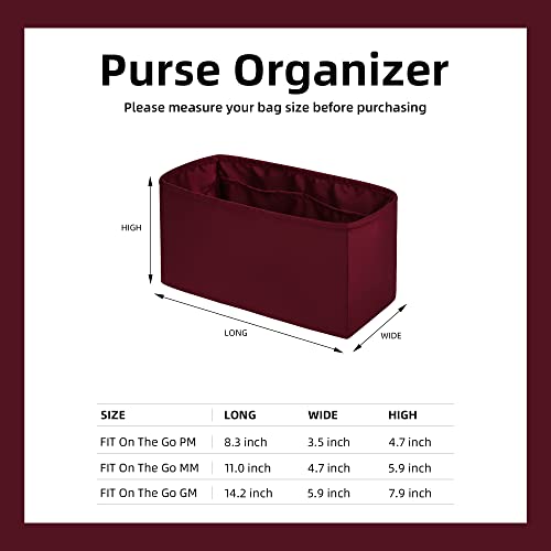 Dgaz Silk Purse Organizer Insert Fits Lv Onthego Bags，Silky Smooth Bag Organizer，Luxury Handbag & Tote Shaper（Wine Red，Gm） #TOP5