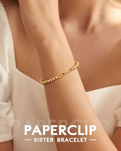 PINKDODO Always Linked at Heart – Adjustable Sister Paperclip Bracelet Gifts, Meaningful Jewelry for Sister Women2