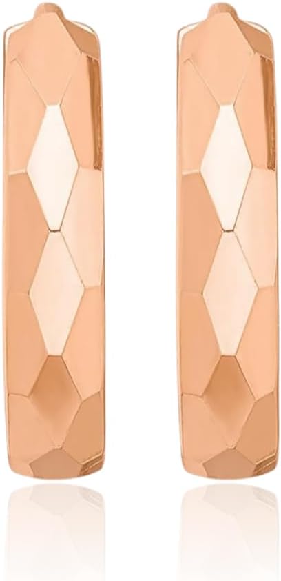 IceCarats 14K Solid Rose Gold Small Round Huggie Hoop Earrings 14.45mm 0.6 inch Snap Back For Her