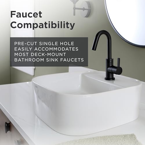 Gerber Cymira 16 in. Soft Square Vessel Bathroom Sink, Above-Counter Glazed White Fireclay Ceramic Vanity Sink with Faucet Hole, Modern Transitional Basin Sink Bowl, G0013783 by Gerber - Used condition - Image 5