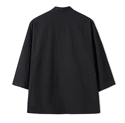 Hzcx Fashion Men's Cotton Blends Linen Open Front Cardigan Kimono Jackets Qt4018-M708-60-B-Us Xl(46) Tag 5Xl #TOP4