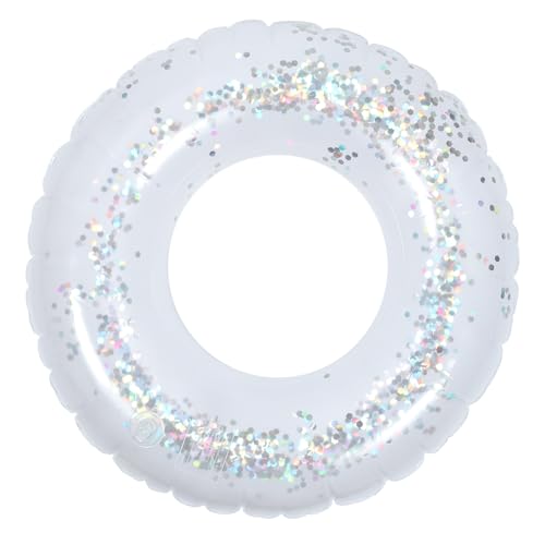 Abaodam Safe Inflatable Adults Pool Accessory Sequins Swimming Ring PVC Water Ring Reflective Design 90cm Random