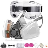 RANKSING Respirator Mask with P100 Filters and Cartridges Safety Glasses to Against Dust Gases Fumes Asbestos Chemicals while Painting Spraying Sanding Welding Construct and Work PPE 6200