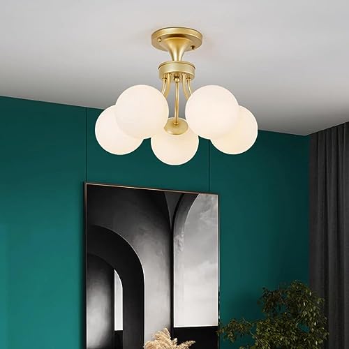 Plafonnier Spoutnik doré moderne avec globe en verre dépoli