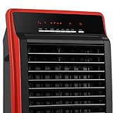 OneConcept Rafraîchisseur d'air mobile, Ventilateur, Humidificateur d'air, Rafraichisseur d'air silencieux efficace, 3 Vitesses, 400m³/h, Filtre anti-poussière, Télécommande, Minuterie (Rouge)