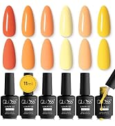 GLOSS HEMA Free Gel Polish Set | 6 Pcs Yellow Gel Nail Polish with Red, Yellow, Canary, Orange, L...