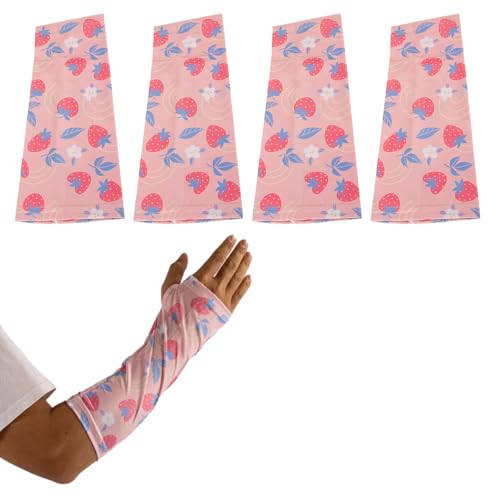 4 Pack Arm Cast Cover Elastic Short Cast Covers Protector Arm Sling Sleeve Cast Decorations for Bath Shower Cast Wound Covers Washable Cover 11 Inch Length x 9-11 Inch Circumference (Strawberries)