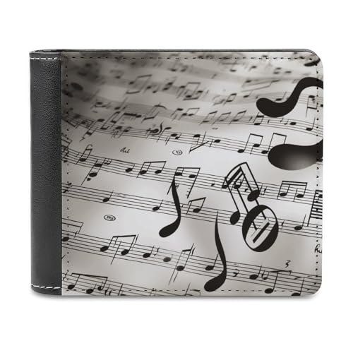asbwuo Music Notes Print Leather Bifold Wallet with 2 Hidden Pockets 6 Card Slots Slim Wallets for Cash, Cards, and ID – vue 7