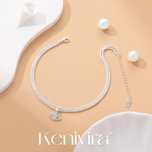 Image of Kenivira Sterling Silver Ankle Bracelets for Women,Gold Dainty Layered Waterproof Anklet for Women, Anklet Set Stackable Beach Gift Adjustable Size