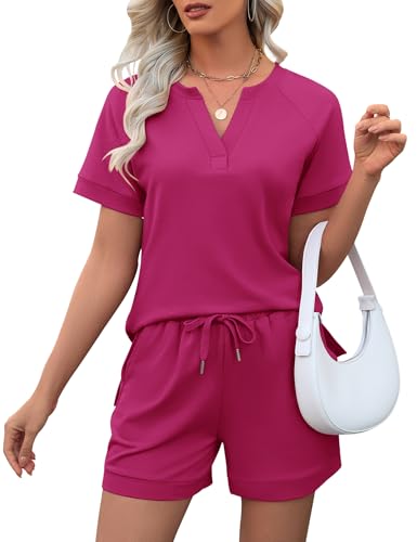 Image of LOMON Womens Two Piece Sets Summer Lounge Sets Sweatsuit Shorts Set Casual Matching Sets