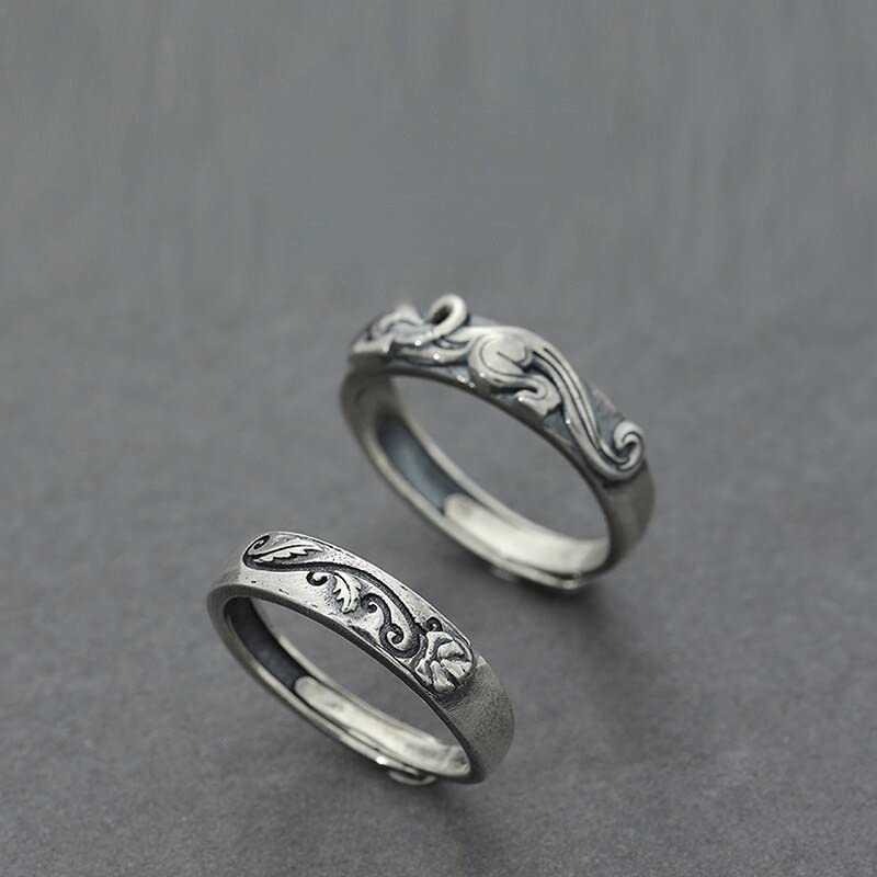Anillo Original de Plata para Parejas para Hombres Punk Gótico Joya de Personalidad Retro Accesorios Más Resistentes, Negros, OZZKI, China blanca, Reacio