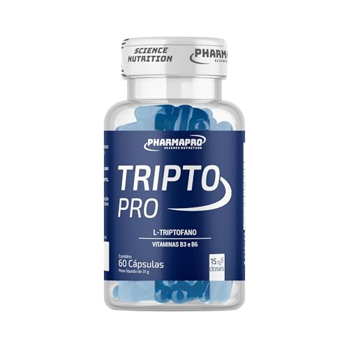 Triptofano 860mg Tripto Pro Pote 60 Capsulas Suplemento em Cáps Aminoácido L-Triptofano Vitaminas B3 Niacina Vitamins B6 Magnésio Importado Original - PharmaPro