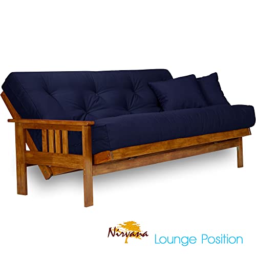 Nirvana Futons NF-SFRD-FL-SET-106 Stanford Futon Set - Full Size Futon Frame With Mattress Included (8 Inch Thick Mattress, Twill Navy Blue Color), Heavy Duty Wood thumb #3