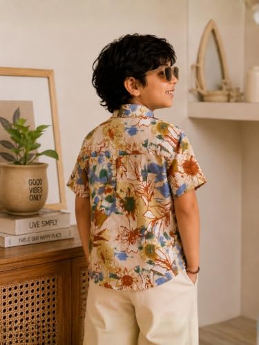 Image of superminis Boy's Cotton Regular Fit, Half Sleeves, Collared Neck, Printed Shirts for Casual Wear