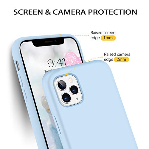 Duedue Case For Iphone 11 Pro Case, Liquid Silicone Soft Gel Rubber Slim Cover With Microfiber Cloth Lining Cushion Shockproof Full Body Protective Case For Iphone 11 Pro 5.8" 2019,Blue #TOP5