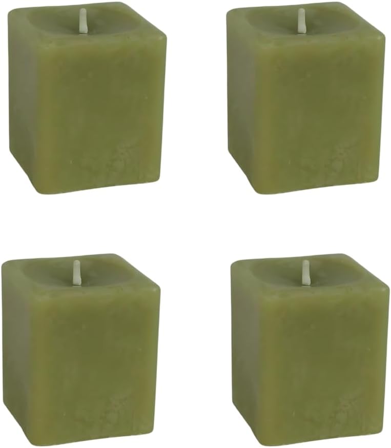 Candlestock Real Bayberry Square Votive Candle Pack - Pure Bayberry & Beeswax Blend - Pack of 4 Natural Square Votive Candles - No Fragrance Added