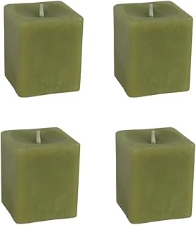 Candlestock Real Bayberry Square Votive Candle Pack - Pure Bayberry & Beeswax Blend - Pack of 4 Natural Square Votive Candles - No Fragrance Added