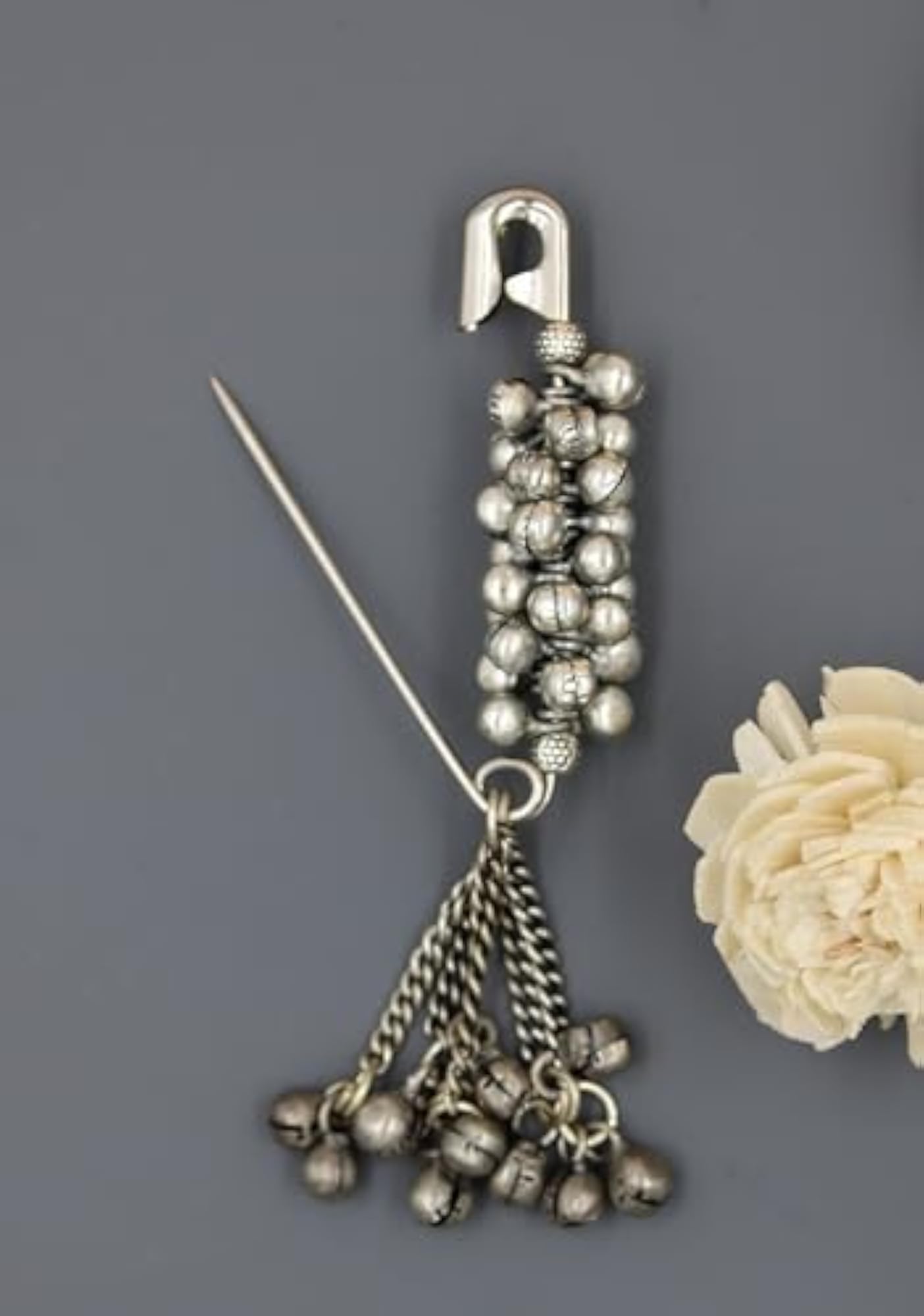 Silver Plated Saree Pin Oxidised Safety Pin