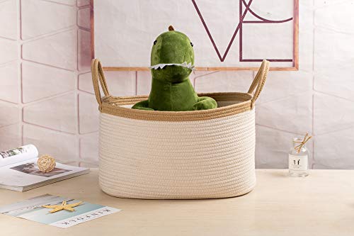 Rope Basket With Long Handles, Woven Basket, Baby Kids Room Toy Storage, Portable Hampers, Towel Storage Basket Woven Rope Basket, Nursery Hampers, Dog Toy Basket, (M Square 24 Cm 28 Cm 42 Cm) #TOP5