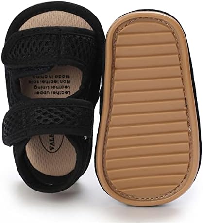 COSANKIM Infant Baby Boys Girls Summer Sandals Non Slip Soft Sole Toddler First Walker Crib Shoes (0-18 Months) (3-6 Months Infant, E-black)
