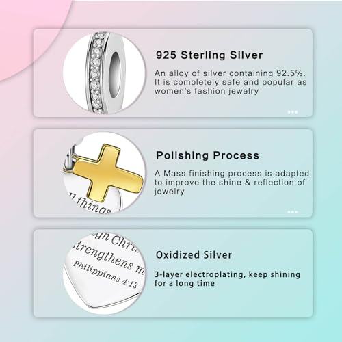 Image of LUXILLA Love You Best Friend Grandma Wife Heart Charm 925 Sterling Silver Charms Fit for Bracelets Necklace Jewelry Gift for Women