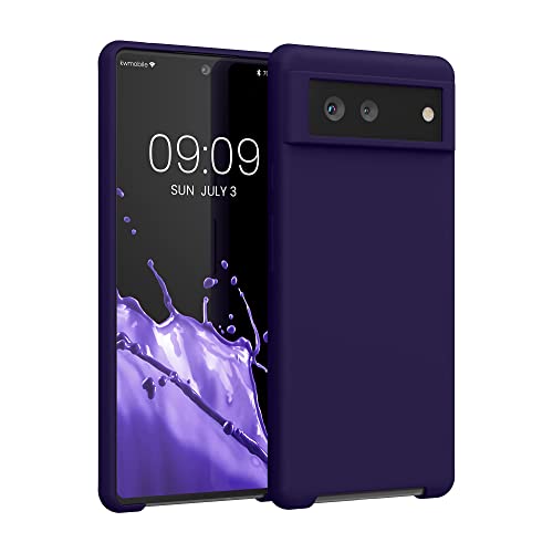 kwmobile Case for Google Pixel 6 Case - Soft Cover - Shockproof Silicone - Wireless Charging Velvet Blue