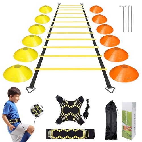 Druuzyl Fußball Trainingsset mit 6m Agility Leiter & 12 Kegeln - Koordinationsleiter für Slalomtraining, Geschenk für Jugendliche und Erwachsene Druuzyl Fußball Trainingsset mit 6m Agility Leiter & 12 Kegeln - Koordinationsleiter für Slalomtraining, Geschenk für Jugendliche und Erwachsene