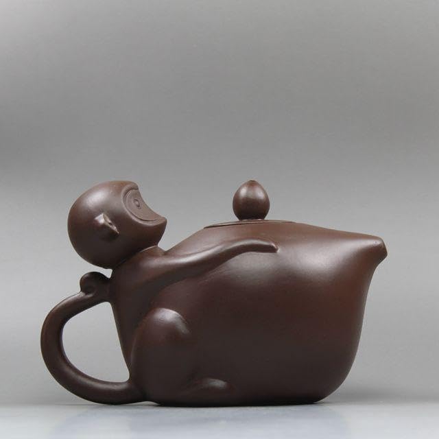 霊猴献寿桃壺 中国茶器  宜興 茶道具 紫砂壺 紫砂急須 朱泥　新品未使用 霊猴献寿桃壺 中国茶器 宜興 茶道具 紫砂壺 紫砂急須 朱泥 新