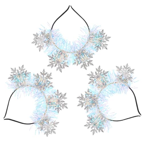 Lot de 3 bandeaux flocon de neige femme couronne de Noël et antenne cheveux argentée