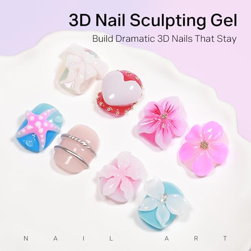 MIZHSE Weiß 3D Skulptur Nail Gel 30G 3D Gel Nail Art für Modellierung, Weiß Skulptur Nagel Glue Non Stick Hand, Rhinestone Glue für Nails Art mit Silikon Nagel Pinsel, DIY Maniküre Werkzeug 30g 1PC
