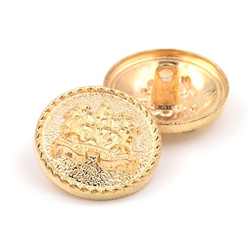 10Pcs de Botones de Ropa - Botón de Costura de Moda Botón de Metal Redondo Configurado para Blazer, Abrigo, Uniforme, Camisa, Traje y Chaqueta (Oro, 25mm)