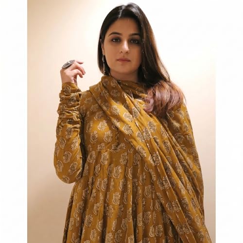 Image of Klosia Women Printed Anarkali Kurta and Pant Set with Dupatta | Printed Kurta Set | Viscose Kurta Set | Women Kurta Set | Summer Suit Set |