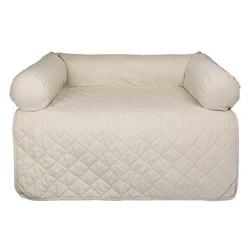 E-Living Store Pet Furniture Protector Non-Slip Water-Resistant Cover for Dogs and Cats with 3-Sided Bolster Soft Fabric - Medium, Beige