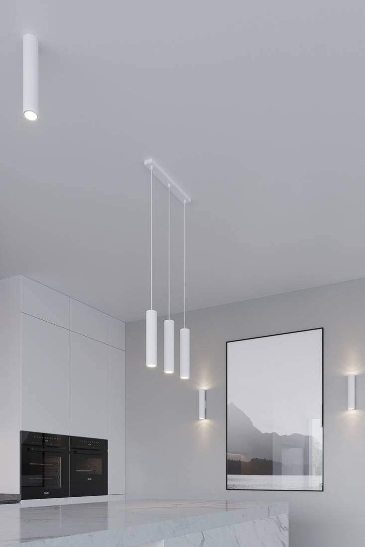 SOLLUX lighting Lampada da Soffitto - Lampada da Sospensione - in Acciaio - Lampadina LED - 3 Paralumi - Bianco Lagos