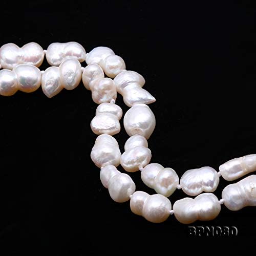 Miniatura 7 de JYX Pearl Collar largo de 0.315-0.472 in, collar de perlas cultivadas de agua dulce barroca blanca, 34 pulgadas, Perla, Perla