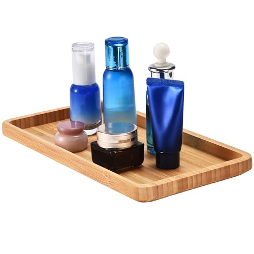 Bamboo Vanity Tray - Bathroom Decor Organizer for Counter -