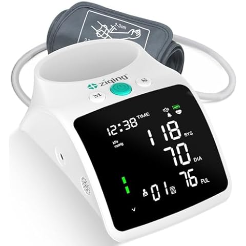 Blood Pressure Monitor, Rechargeable High Blood Pressure Cuff Upper Arm with Large Cuff XL, LED Backlit Screen & 2 * 99 Sets of Memory - Talking Bp Machine with Carrying Case Cover