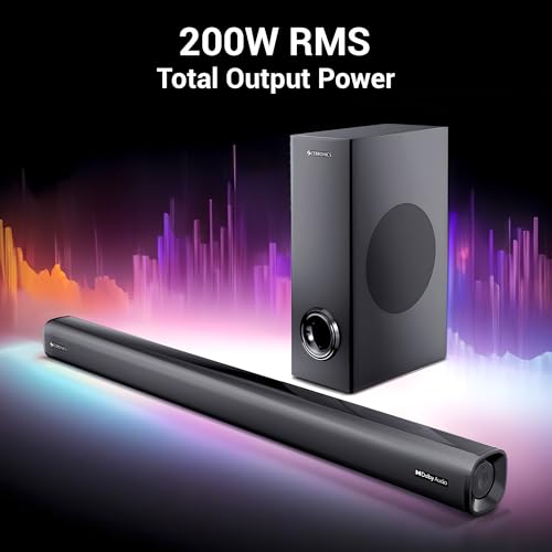 Image of ZEBRONICS Juke BAR 6500, Dolby Soundbar, 200 Watts, Virtual Surround Sound, Dolby Audio, Dual Driver Soundbar, 5.25 inch Subwoofer, Bluetooth | HDMI (ARC) | Optical | USB | AUX