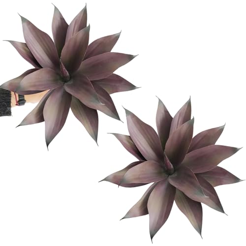  Pianta di agave artificiale 2 pezzi 12 pollici colore viola realistico finta pianta di agave bassa manutenzione finta vegetazione tropicale per interni ed esterni.